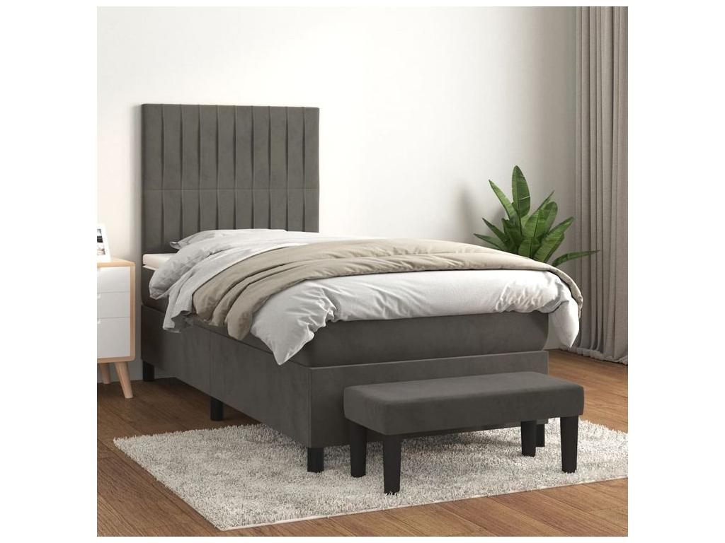 Lumenao bed base and mattress, Dark Grey 90x200 Velvet BZZK43808