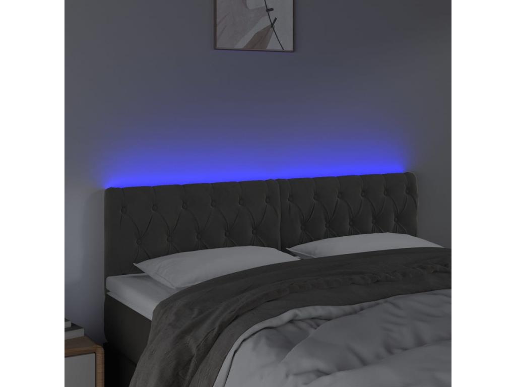 Dark Grey LED Headboard 160x7x78/88 cm Velvet NHIC54988