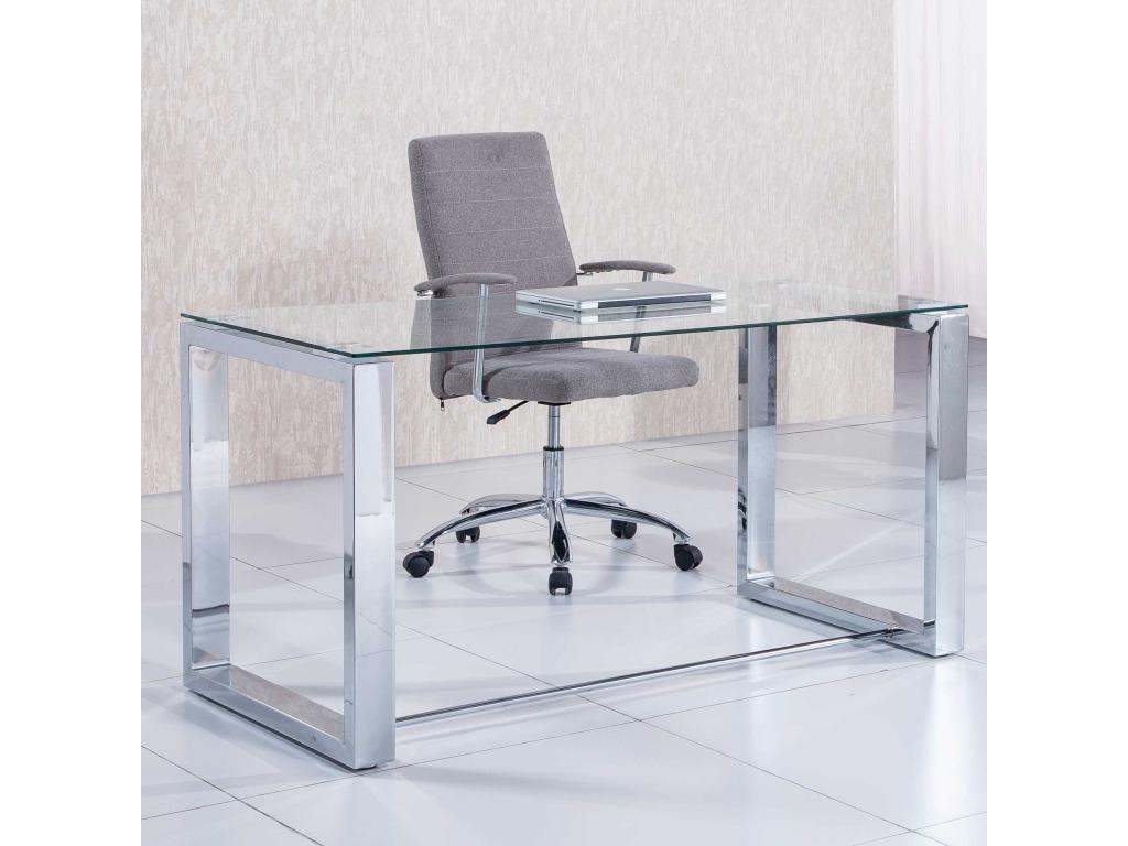 Chrome-colored office desk - Length 140 x Width 70 cm VDTM73813