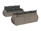 Garden furniture set with cushions, 7 pieces, grey woven resin XADC07191