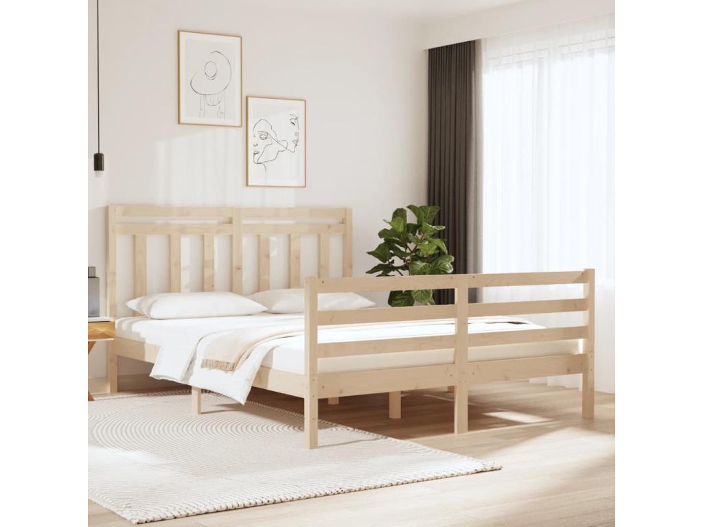 Bed frame without mattress 140x190 cm solid wood MHUD18173
