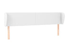 Headboard with wings, White, 183x23x78/88 cm, Faux Leather, EAUC50665