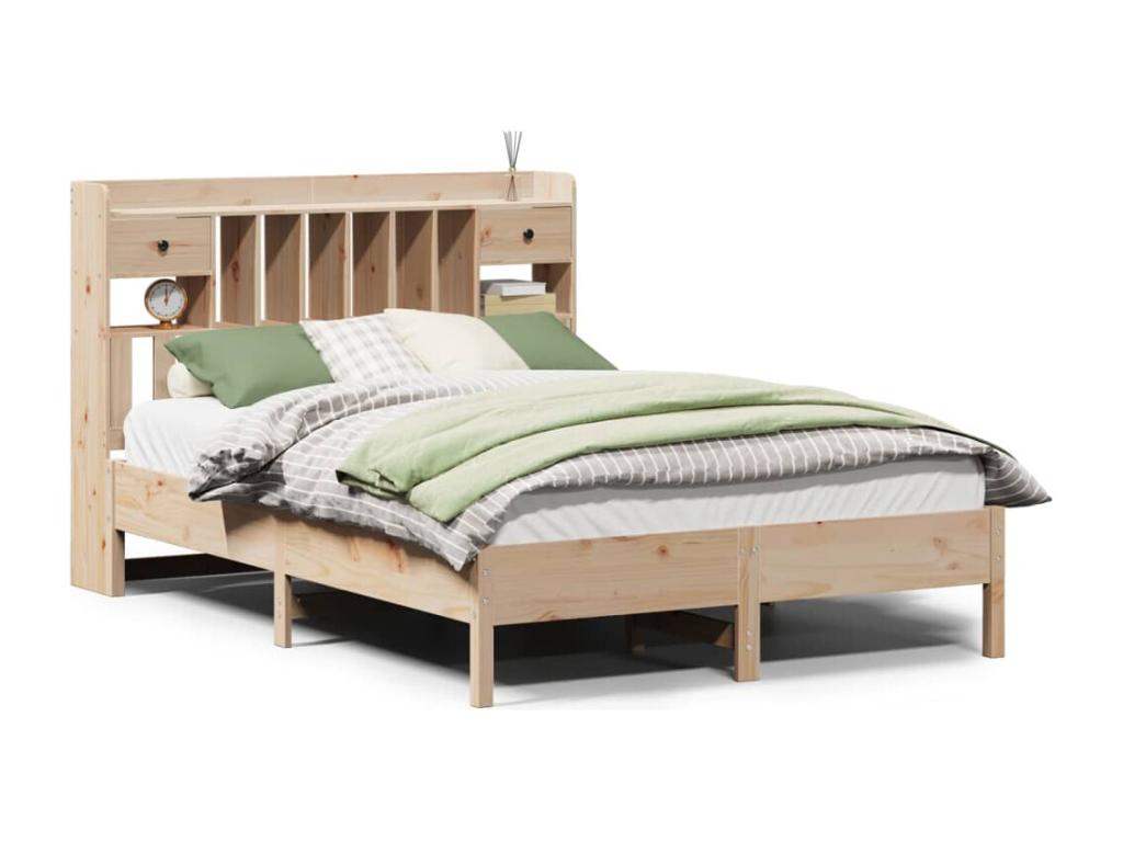 Bookshelf bed without mattress 135x190 cm solid pine wood EEYZ42324
