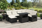 9-piece garden furniture set with cushions, Zensova woven resin RNRD64782