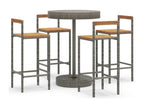 Lumenao YYUZ33568 5-Piece Grey Poly Rattan/Solid Wood Garden Bar Set