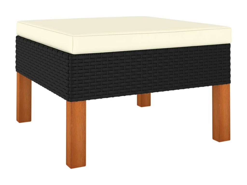 9-piece garden furniture set with cushions, black woven resin, FUSQ49873