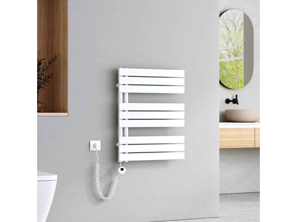 Lumenao Electric Towel Warmer Panel with Heating Element, Thermostat, Heating Strip with Timer, White, 762x600mm, 400W, HGZR71358