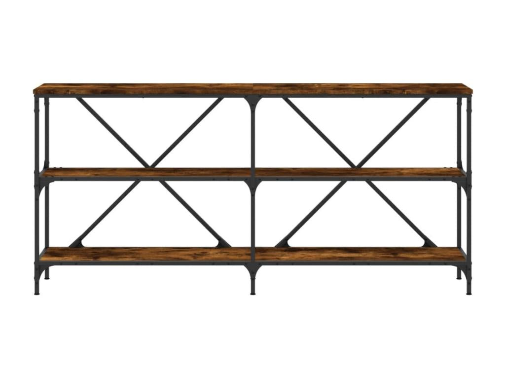 Smoked oak console table 160x30x75 cm engineered wood and iron KSRP91321