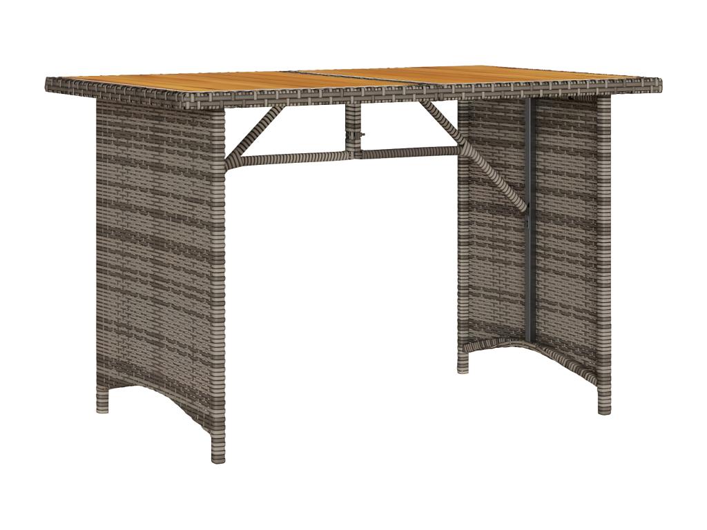Lumenao - Garden table with grey wooden top 110x68x70 cm rattan RAMW16703