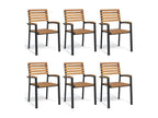 Lumenao OLET36499 6-Piece Stackable Garden Chairs in Solid Wood and Metal