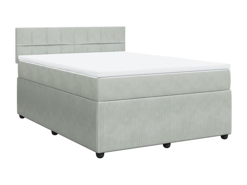Zensova bed and mattress, light grey, 160x200cm, velvet, XSQX34470