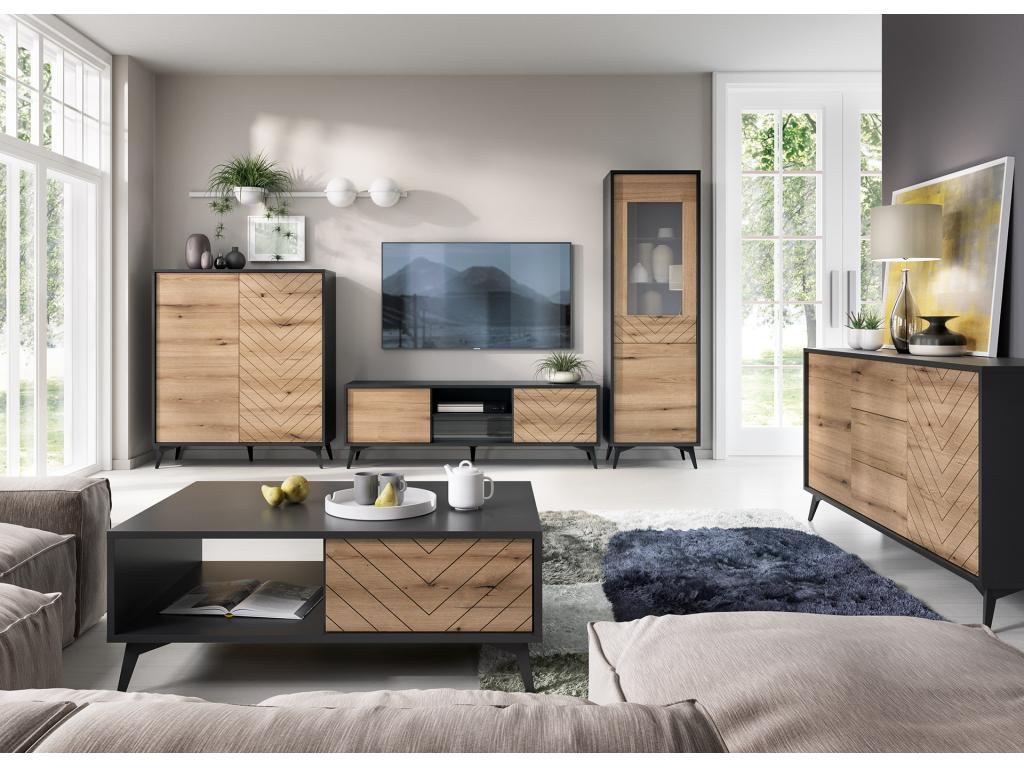 Lumenao RTV154 TV Stand 154x39x50 Cream / Black EQVR15327