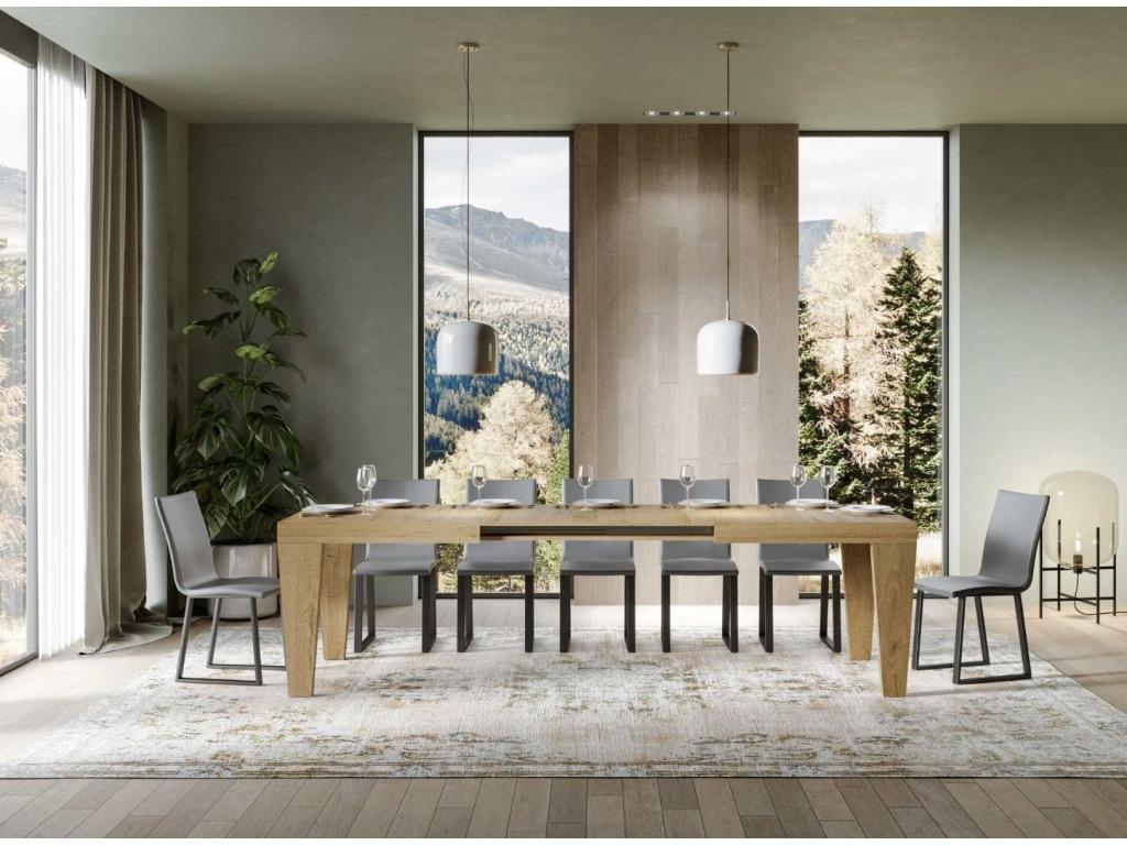 Zensova extendable table for 6 to 12 people, natural oak, L 180 to 284cm IXUI91554