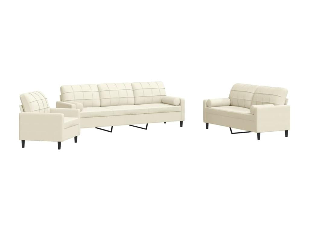 3-piece sofa set with velvet cushions and bolsters MWEQ14633