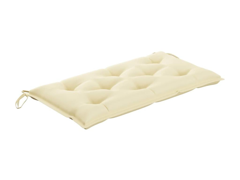 Garden bench with cream-white cushion, 112cm, teak wood, FMKI42872