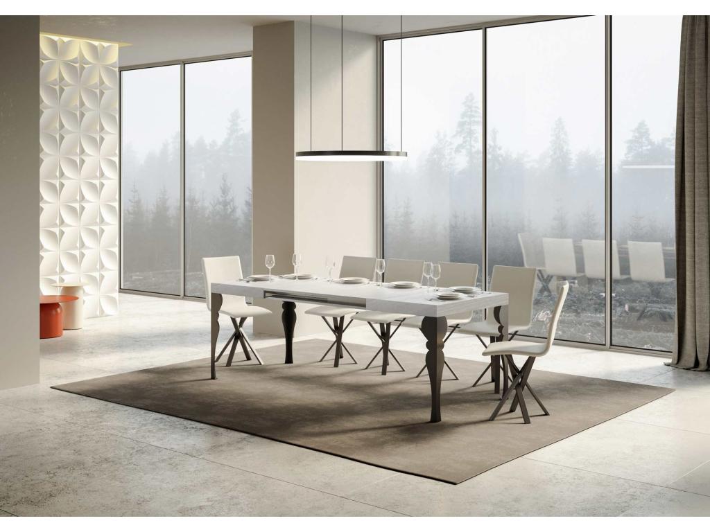 Extendable table 90x130/390 cm Paxon White Ash with Anthracite frame ZJOO19817