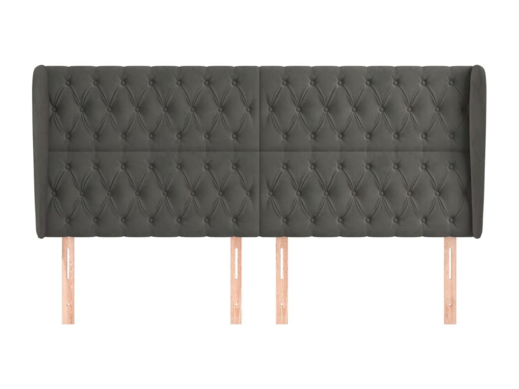 Headboard with wings, Dark Grey, 203x23x118/128 cm, Velvet, GIPM72637