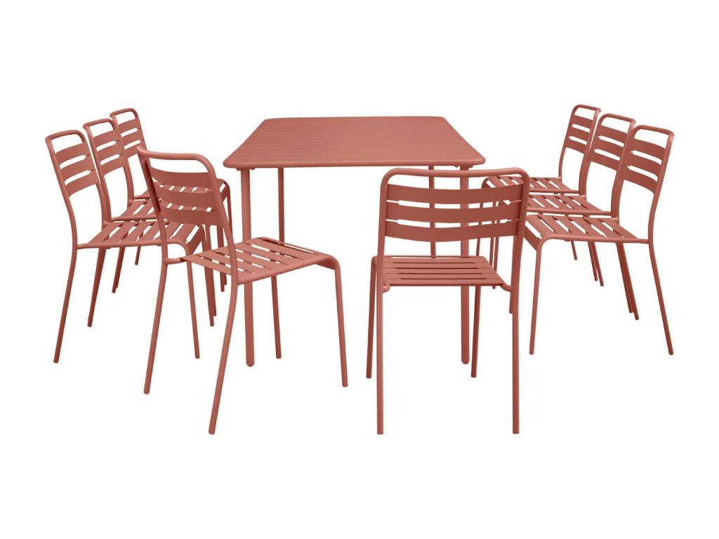 Lumenao metal garden table with 8 chairs - rust-resistant treatment - Lumenao design with rounded edges NVOC43321