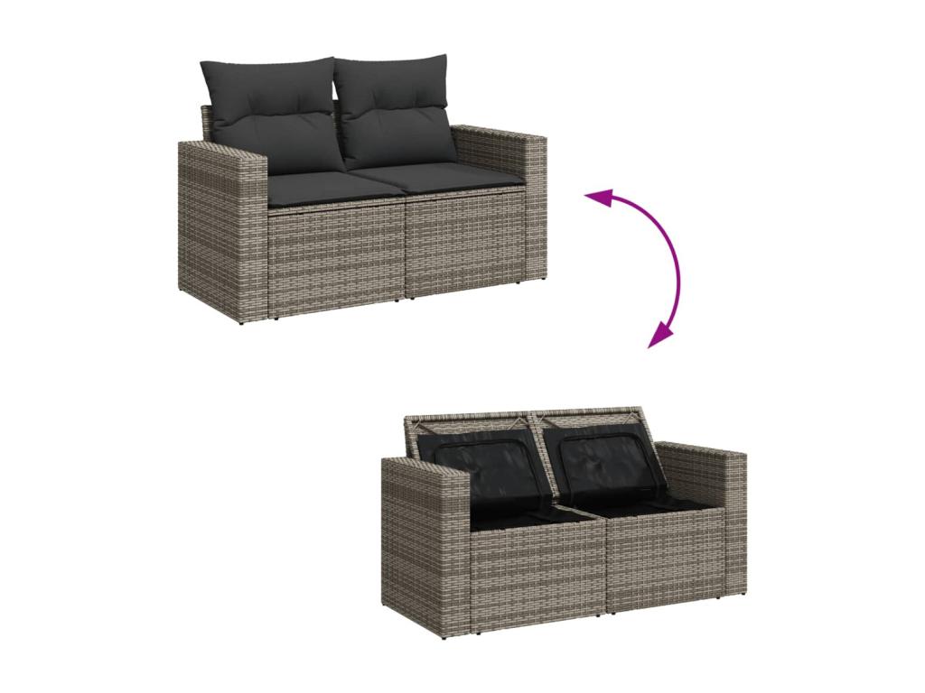6-piece garden furniture set with grey resin wicker cushions BFBU43965