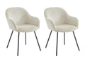 Set of 2 chairs with armrests in corduroy and black metal - Beige - Lumenao UOEL56749