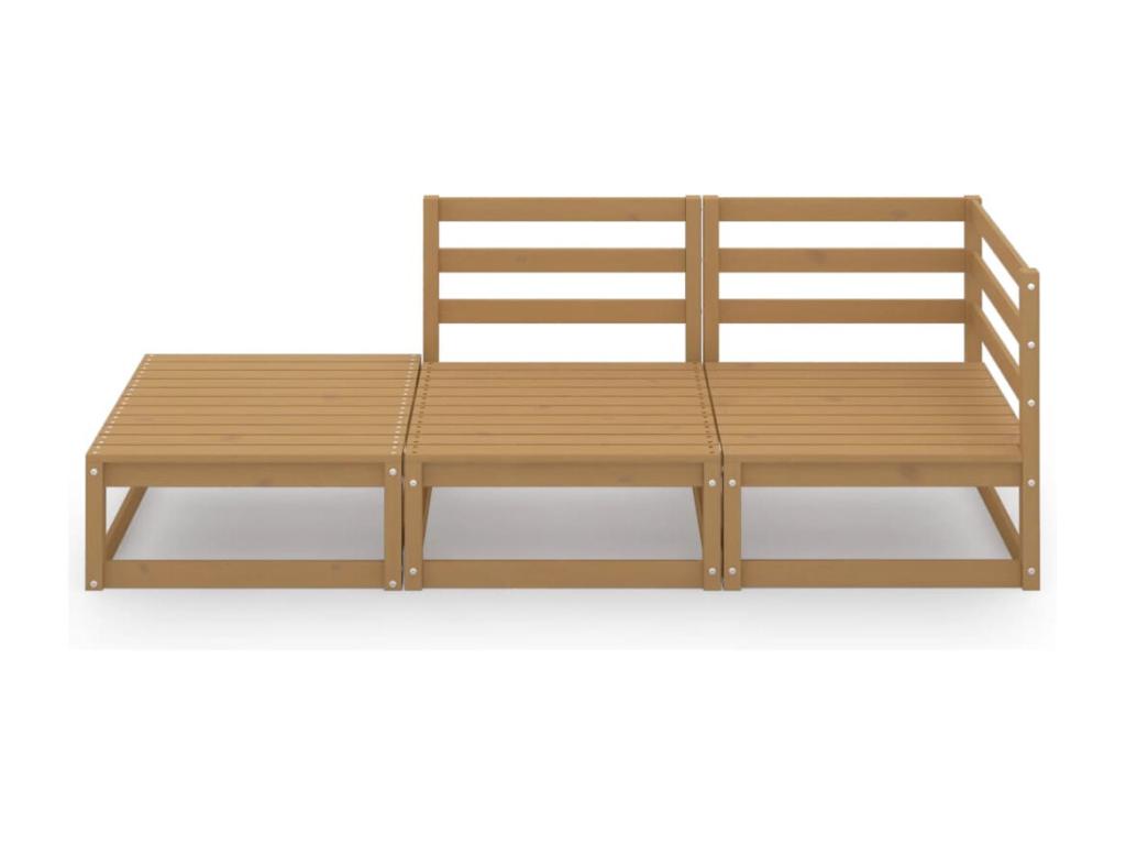 3-piece garden furniture set, honey brown, solid pine wood RISG91591