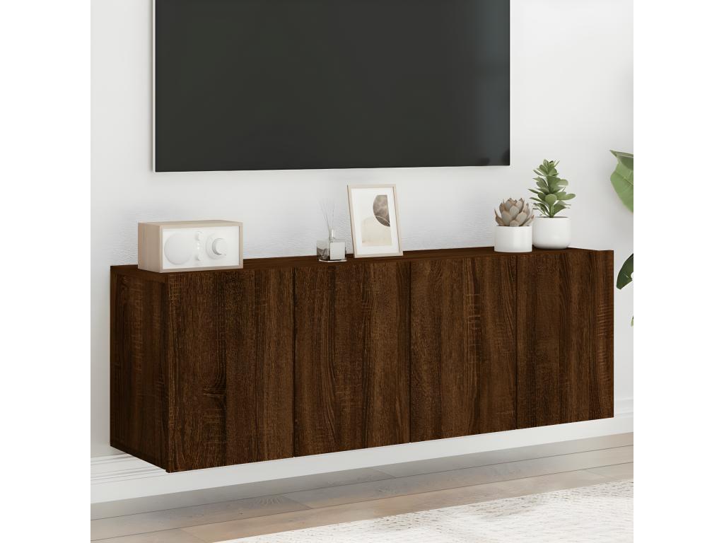 Wall-mounted TV units, 2 pieces, brown oak, 60x30x41 cm, ZZWT11910