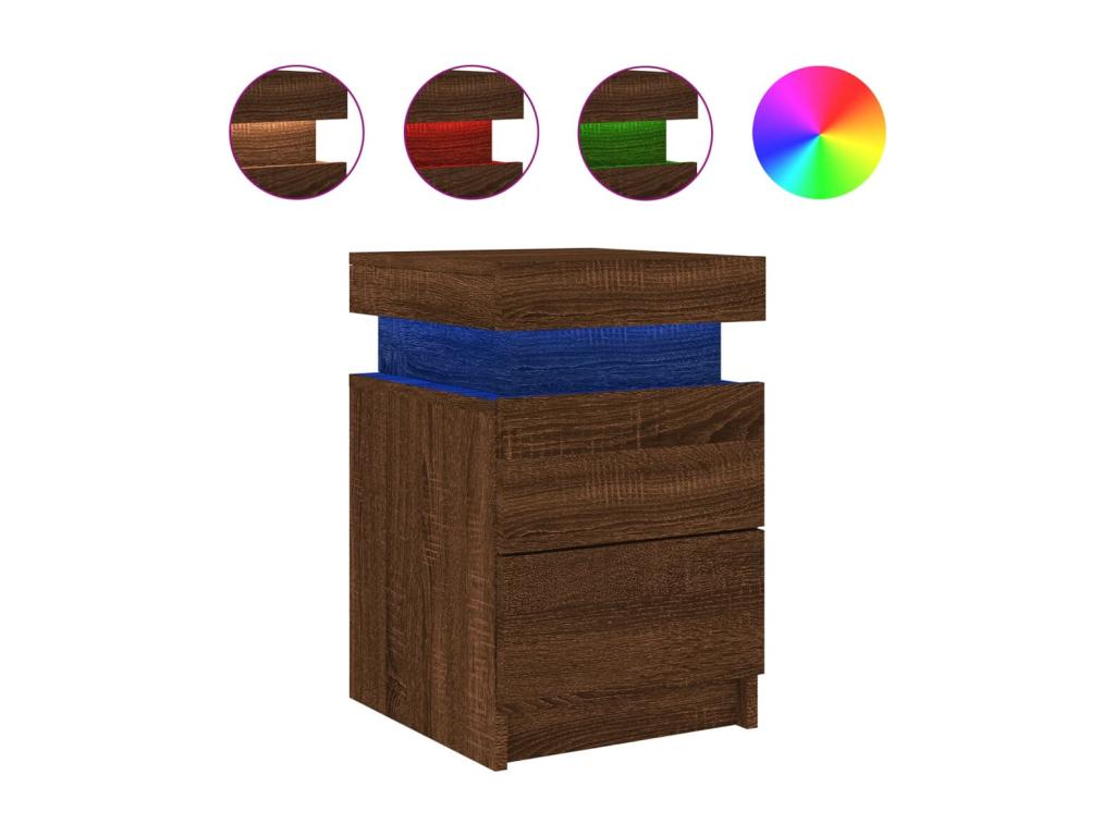 Bedside tables and LED lamps, 2 pieces, brown oak, 35x39x55 cm KFMR09910