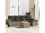 6-piece garden furniture set with grey resin wicker cushions VMSS18119