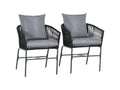 Set of 2 metal PE rope garden chairs with cushions WYWD81136
