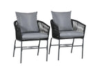 Set of 2 metal PE rope garden chairs with cushions WYWD81136