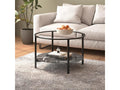 Black and black marble tea table, 70 cm, tempered glass, TCPM92640
