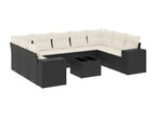 10-piece garden furniture set with cushions, black woven resin WMZI24880