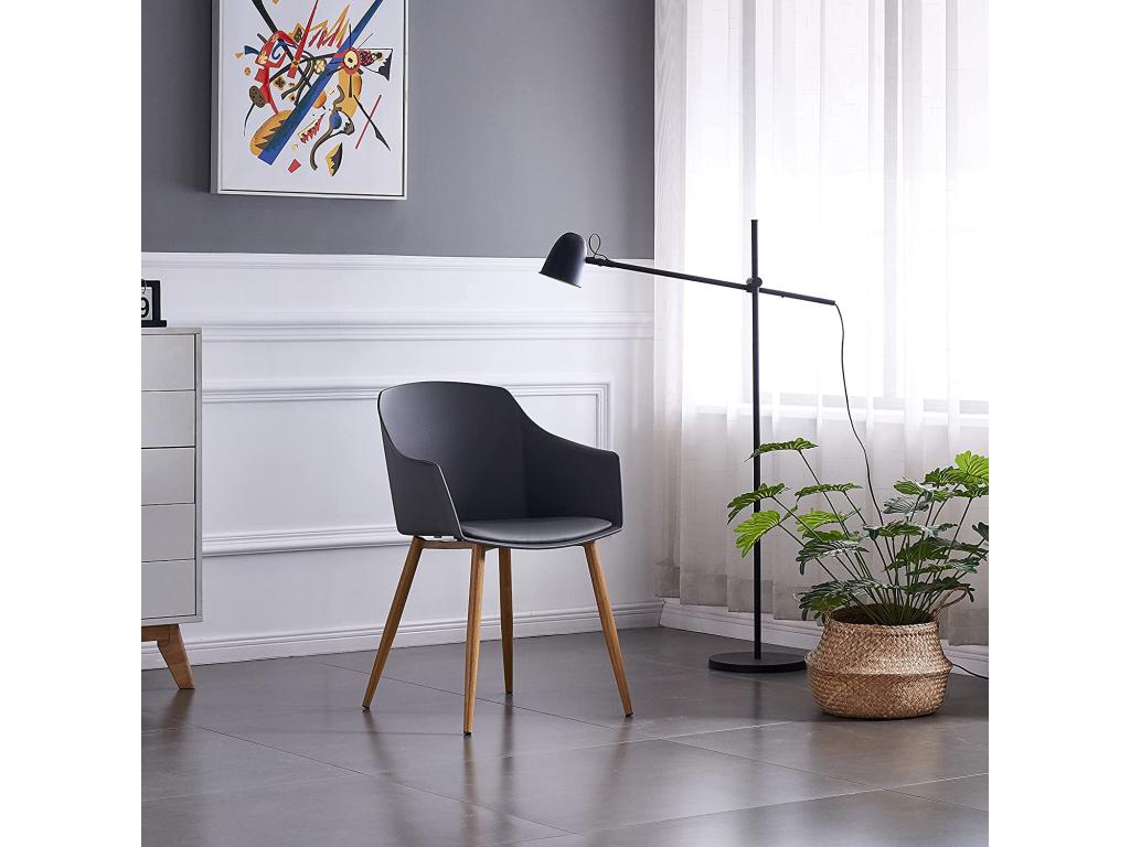 Lumenao - Scandinavian Design Chair - With Armrests - Grey KSFD05187