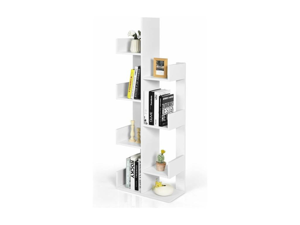 White 8-Tier Tree-Shaped Bookshelf/Storage Unit SUCJ16732