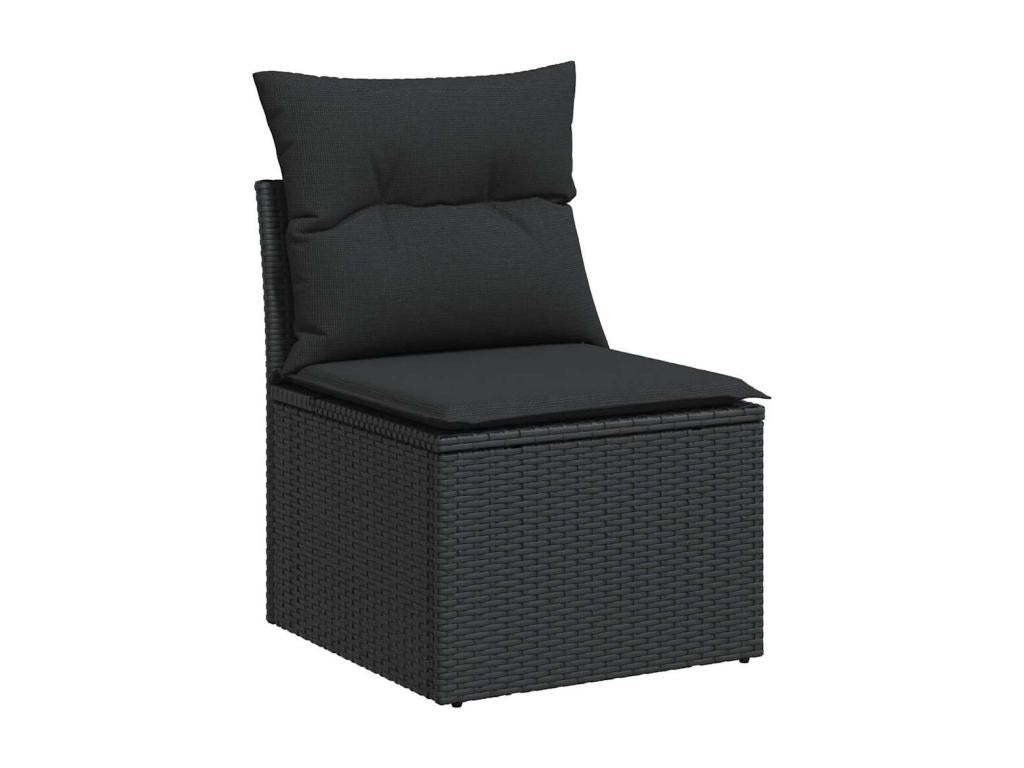 6-piece garden furniture set with cushions, black resin wicker QHQB76507
