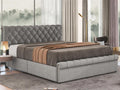 Upholstered storage bed 140x200cm - velvet fabric - adjustable headboard - Grey PZEU80605