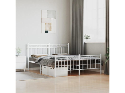 Metal bed frame with white headboard/footboard 160x200cm HWWL74180