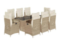 9-piece beige poly rattan garden dining set and cushions ZIYC03558