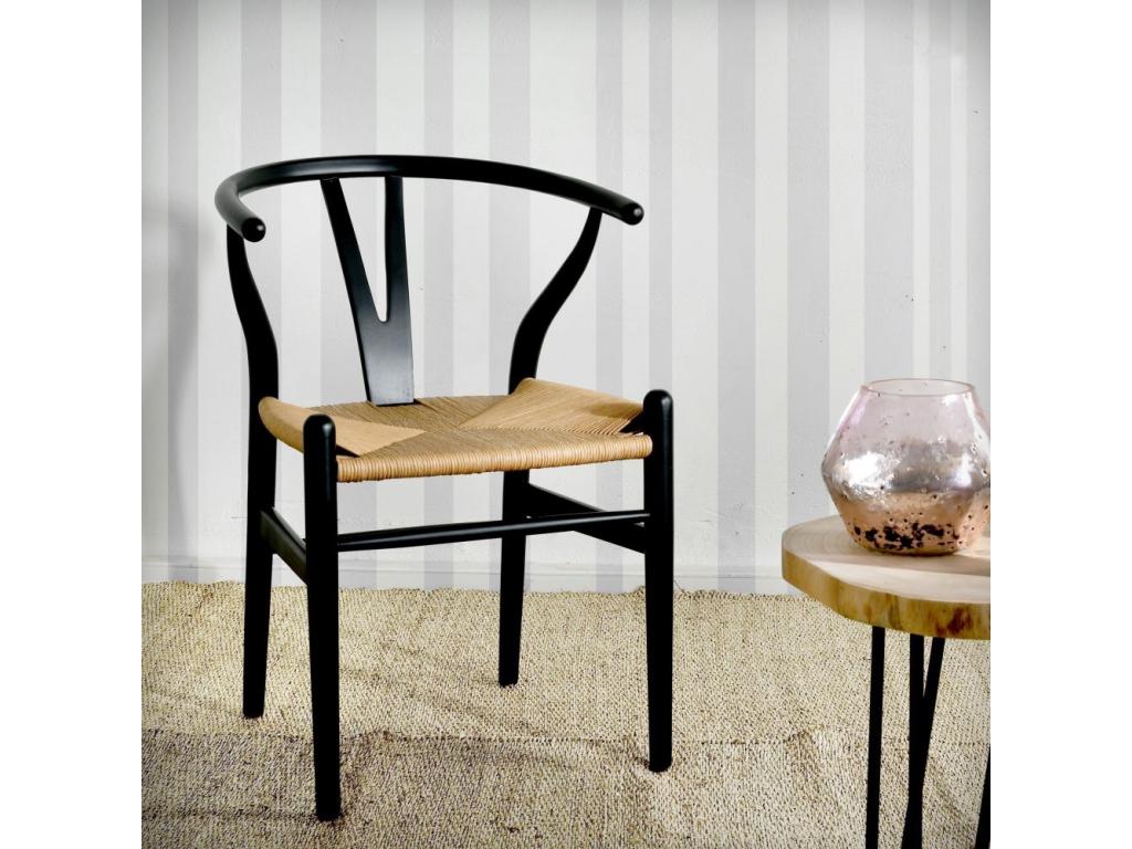 Chair in black lacquered birch and Lumenao paper IZIA89283