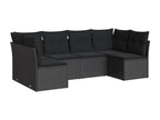 6-piece garden furniture set with cushions, black woven resin BAYC98740