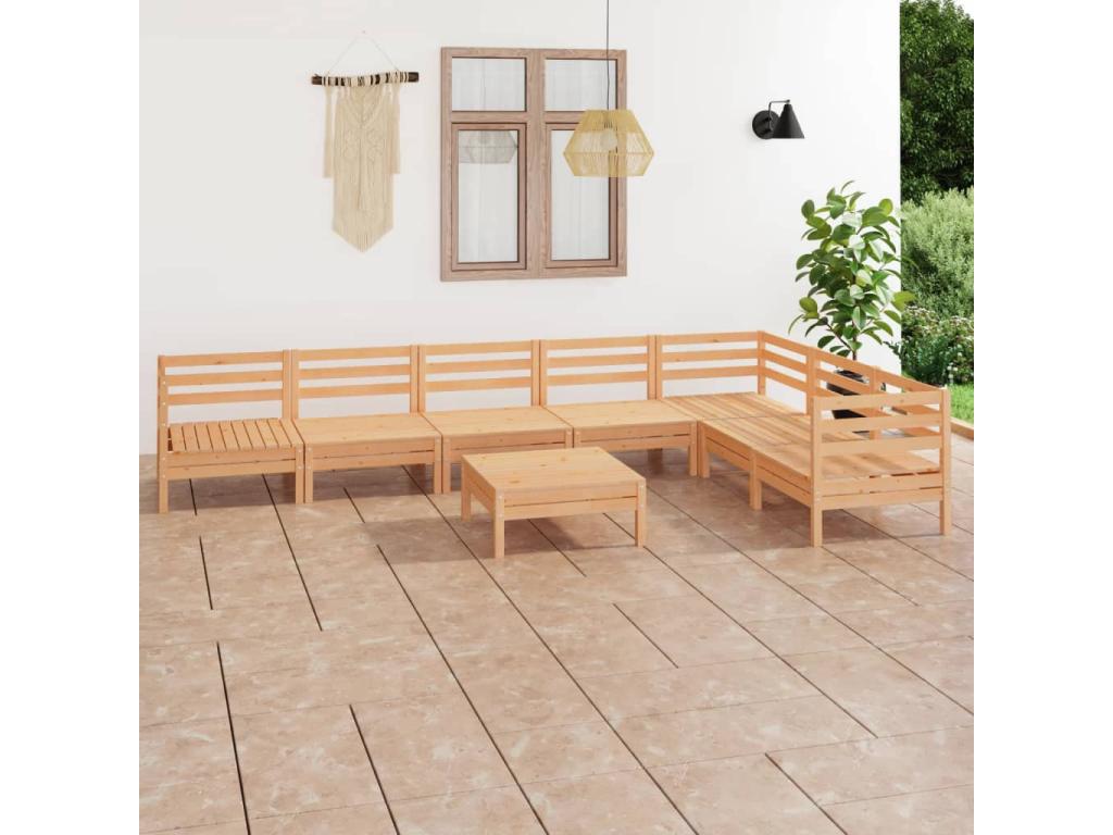 8-piece garden furniture set, solid pine wood VNUU42110