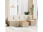 6-piece beige woven resin garden furniture set with cushions FLIO91783