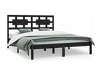 Black bed frame, solid pine wood, 200x200 cm MBDU97644