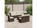 9-piece brown resin wicker garden furniture set with cushions TLAL72275