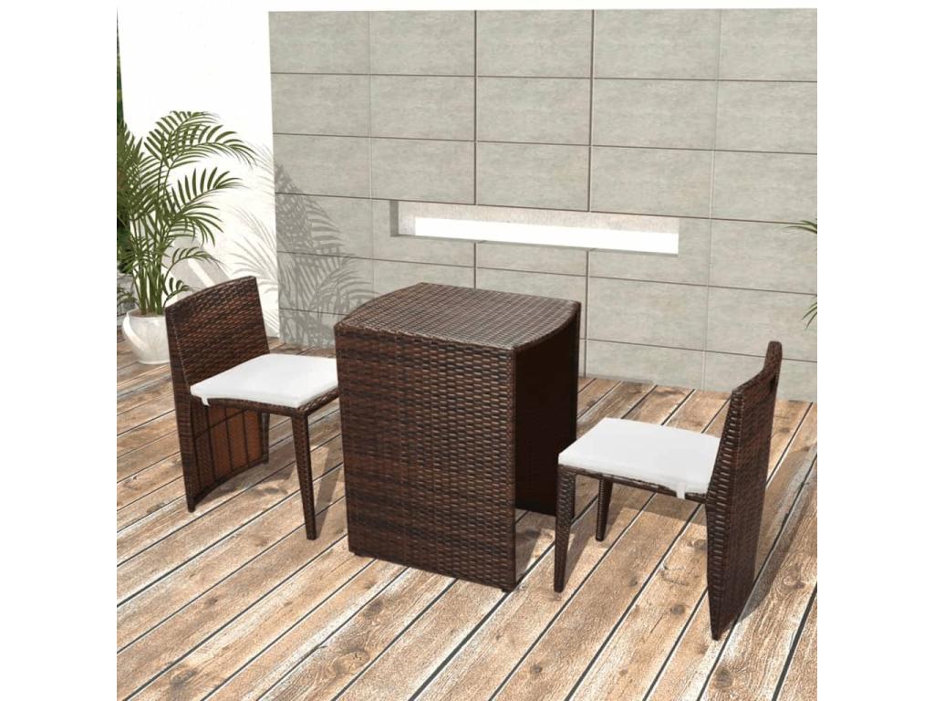 Lumenao 3-piece set with cushions, brown braided resin, WEAT64425