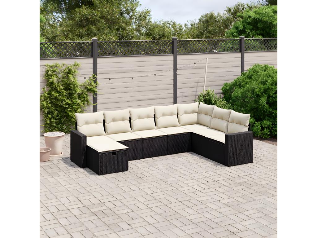 8-piece garden furniture set with cushions, Zensova woven resin EVRG45680