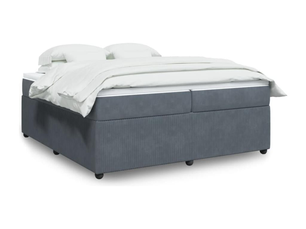 Zensova bed and mattress, dark grey, 200x200cm, velvet, NRPM43627