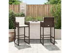 Garden bar stools with cushions, set of 2, brown woven resin SWSI87055